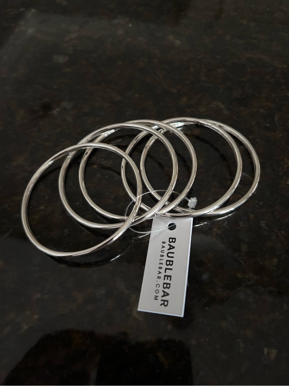 BaubleBar Silver Stacking Bangle Set - 5 Silver Bangles